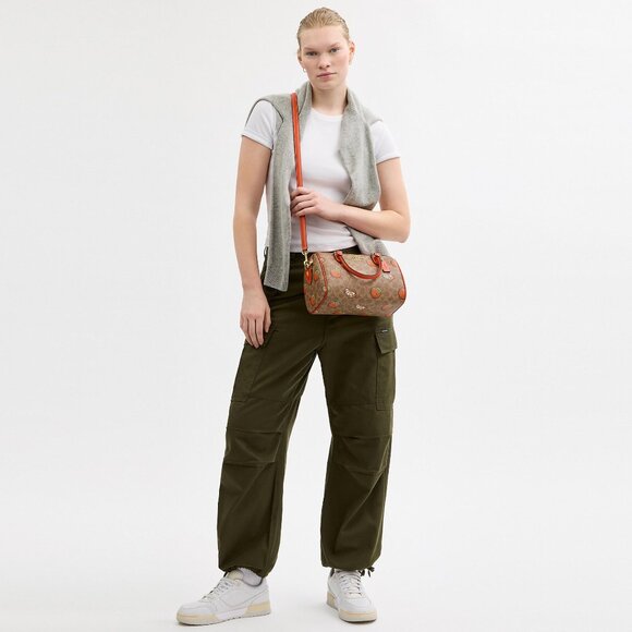 Rowan Satchel Bag In Signature Canvas With Orange Print - Picture 4 of 6